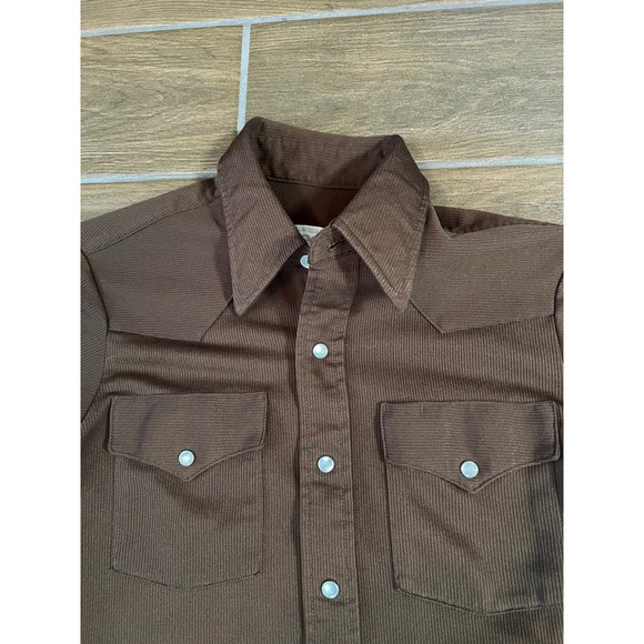 Lee Other - Vintage Lee Mens Brown Western Pearl Snap Shirt Short Sleeve Small Made in USA